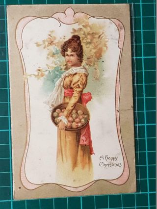 1900`s Antique Vintage Art Noveau Fantasy Tuck`s Postcard Christmas Young Women