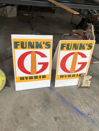 Large Funks G Hybrid Seed Corn Farm Field Crop Row Marker Sign Corrugated