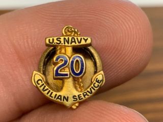 U.  S.  Navy 1/10 10k Gf Civilian Service 20 Years Of Service Award Pin.  Anchor.