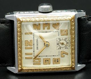 Bering Vintage Art Deco Watch.  Swiss Made.  15j.  Runs.  F.  A.  Hirsch&co Rolled Gold
