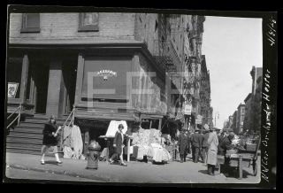 1928 Orchard & Hester St Manhattan Nyc York City Old Photo Negative 314b