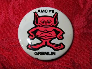 Amc Gremlin,  American Motors Corp.  1970s 2 1/4 " Vintage Car Ad Pin - Back Button