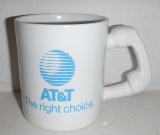 Vintage At&t Att Telecommunications Company Logo Coffee Mug Cup W/ Phone Handle
