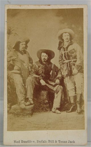 Ca1873 Buffalo Bill Cody Cdv Photo Texas Jack Omohundro & Ned Buntline Wild West