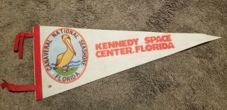 Vintage Souvenir Kennedy Space Center Canaveral National Seashore Pennant Fl