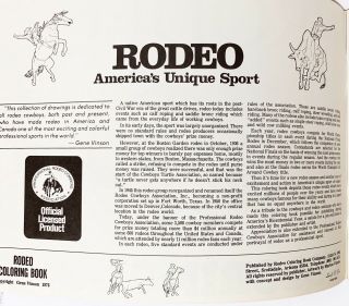 Professional Rodeo Association Vintage 1975 Rodeo Coloring Book For Boys Girls 3