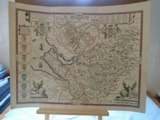 Vintage Hand Coloured Map John Speede County Palatine Of Chester