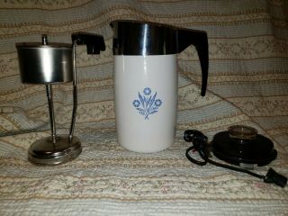 Vintage Corning Blue Cornflower 10 Cup Electric Percolator Coffee Pot W/ Cord