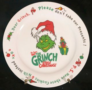 Dr Suess " How The Grinch Stole Christmas " 12 " Porcelain Cookies & Milk Plate