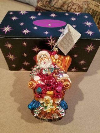 Christopher Radko Holiday Break Santa Blown Glass Christmas Ornament Great Shape