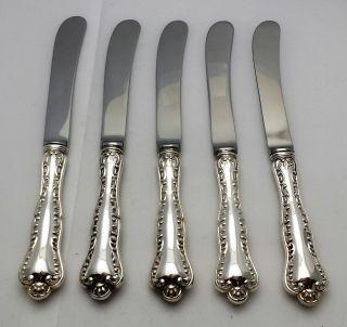 Set Of 5 Birks Louis Xv Sterling Silver 6 5/8 " Butter Spreaders No Mono