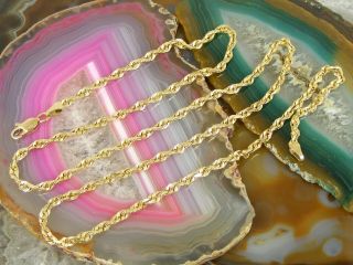 10k Solid Yellow Gold Rope Necklace 20 1/2 " 2mm Estate Vintage 10g