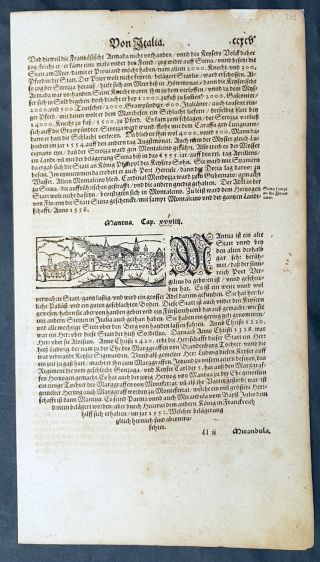 1598 Sebastian Munster Antique Print Engravings To Text View Of Mantua,  Italy