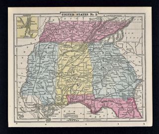 1863 Cornell Map - Georgia Florida Alabama Mississippi Tennessee Mobile Atlanta