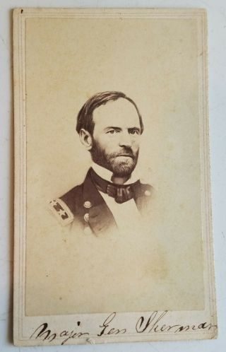 Cdv Major General William T Sherman Civil War Photo C D Fredricks Union