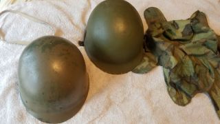 Vietnam War Us Army M - 1 Combat Helmet With Straps Cover And Band