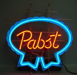 Vintage Everbrite P - 2598 Pabst Blue Ribbon Beer Electric Neon Bar Decor Sign