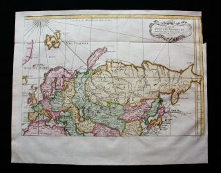 1754 Bellin: Orig.  Map: North Sea,  Russia,  North Europe,  Siberia,  China,  Asia.