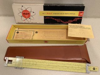 Vintage Pickett Model N1010 - Es Slide Rule In Leather Case Box & Papers