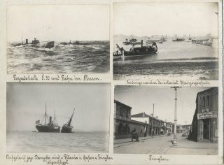 C.  1900 Photo China Ships Ans Street Scene Tsingtau Qingdao