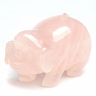 2.  56 " Natural Pink/rose Quartz Crystal Pig Hand Carved Lovely Pigs Paperweight