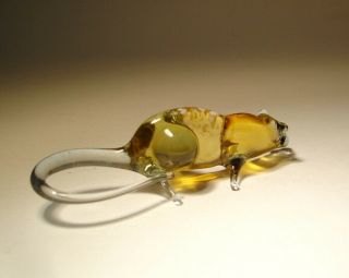 Blown Glass Art Animal Small Brown And Grey Rodent Rat Mouse