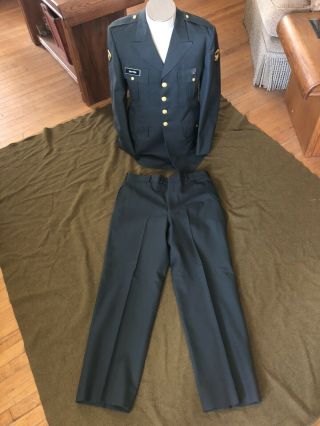 Vietnam War Era Us Army Uniform Set Wool Serge Ag - 44 Coat 44l Trousers 39/36l