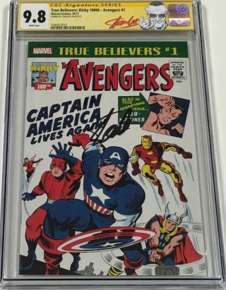True Believers Avengers 1 Reprint Of Avengers 4 Signed By Stan Lee Cgc 9.  8 Ss