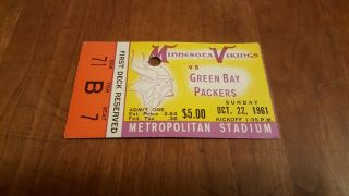 Minnesota Vikings Vs Green Bay Packers Nfl Football Ticket Stub 1961 Vintage