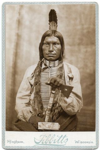 Vintage Cabinet Card Photo Low Dog Oglala Sioux Chief Native American Indian