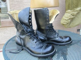 1962 Vietnam War Advisor Era Cap Toe Black Leather Combat Jump Boots,  Unworn