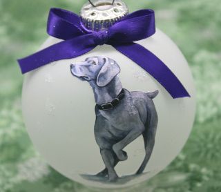 D078 Hand - Made Christmas Ornament Dog - Weimaraner - Gray Pointing