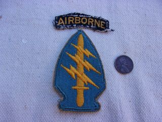 Us Army Special Forces Cut Edge Patch And Tab - - Early Vietnam Issue - -