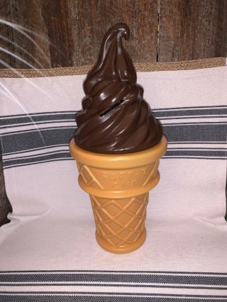 Safe - T Cup Chocolate Swirl Ice Cream Cone Plastic Bank - Euc
