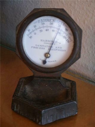 Vintage Advertising Antique C1920 Hardinge Co.  Cast Iron Thermometer