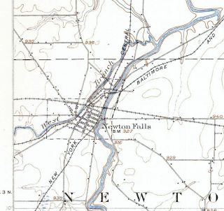1908 Warren OH USGS 15 ' Top Map Newton Falls Niles Canfield Berlin Mineral Ridge 3