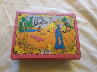 Vintage Mattel 1970s The World Of Barbie Vinyl Lunchbox W/ Plastic Thermos