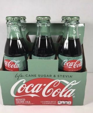 2019 Coca - Cola Life Carrier 8oz Glass Coca Cola Bottles 6 Pack