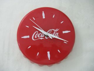 Collectibles Coca Cola Clock,  Red,  Plastic,  A Bottle Cap Shape.