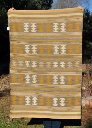 Vintage Navajo Indian Rug - Chinle Tightly Woven Of Vegetal Dye Wools - 52 X 36