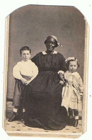 Cdv - Black African American Nanny & 2 White Children By S Anderson Orleans