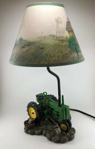 JOHN DEERE Table Lamp Light Desk Lamp Tractor with Shade Windmill 2