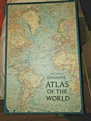 1963 National Geographic Atlas Of The World - Antique Hardcover In Slipcase