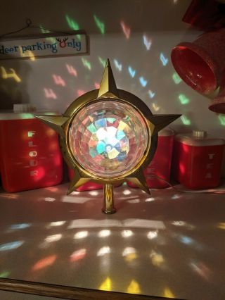 Vtg Bradford Celestial Star Spinner Christmas Tree Topper Motion Light Guc Look