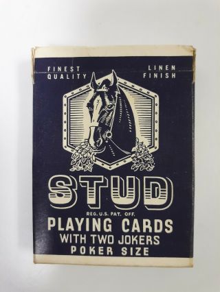 Vtg Playing Cards Deck Stud Horse Walgreens Illinois Exclusive Poker