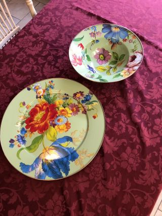 Mackenzie Childs Serving Bowl And Plate Set.