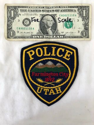 Farmington City Police Utah Patch Un - Sewn State Of Utah