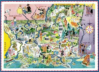 1932 Rare Antique Mississippi & Louisiana State Map Berta Hader Map Ebh 6736