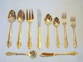 Hanford Forge H.  F.  Ltd Goldtone Stainless Flatware Place Setting For 8 People