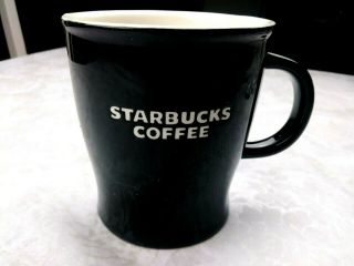 Starbucks Coffee Mug Black/white Lettering Bone China 16 Oz.  2008 Euc